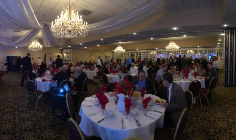 Panoramic shot from West Pasco Prayer breakfast 2018, guests at tables